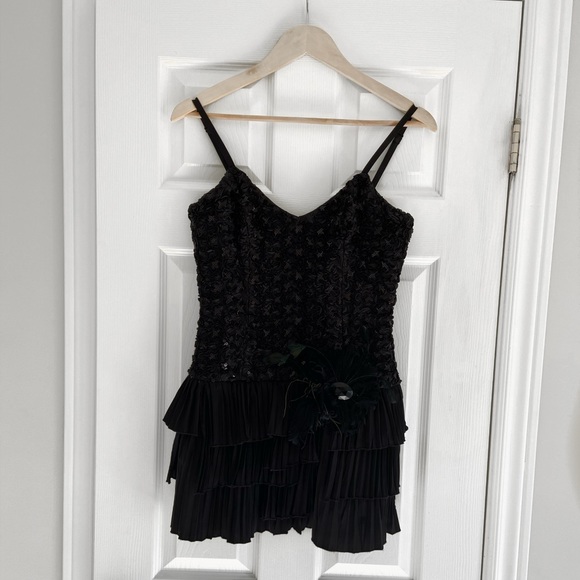 BEBE | Black mini dress with ruffles - Picture 1 of 8